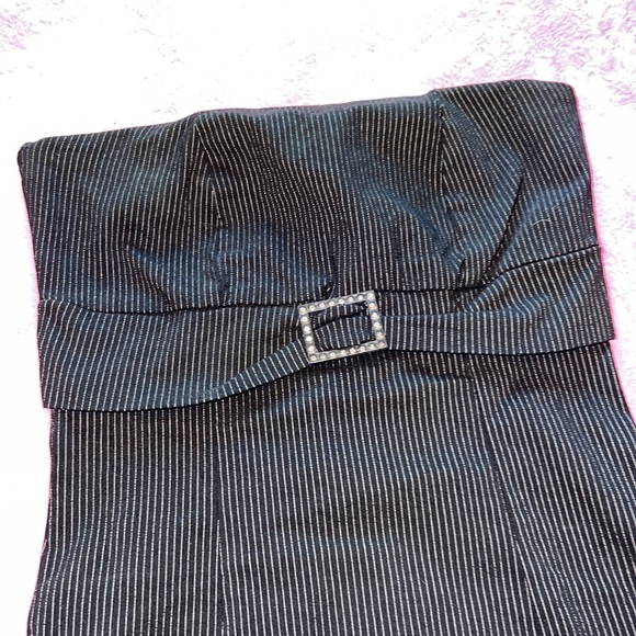 Strapless Black Pinstripe Mini Dress Small or Medium - Picture 2 of 6